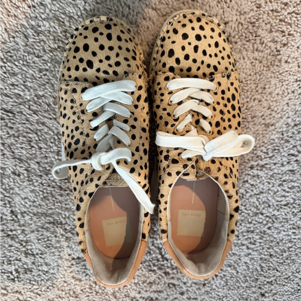 Dolce vita Leopard Print Casual Sneakers with White Laces